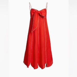 NEW Farm Rio Bow Linen Midi-Dress